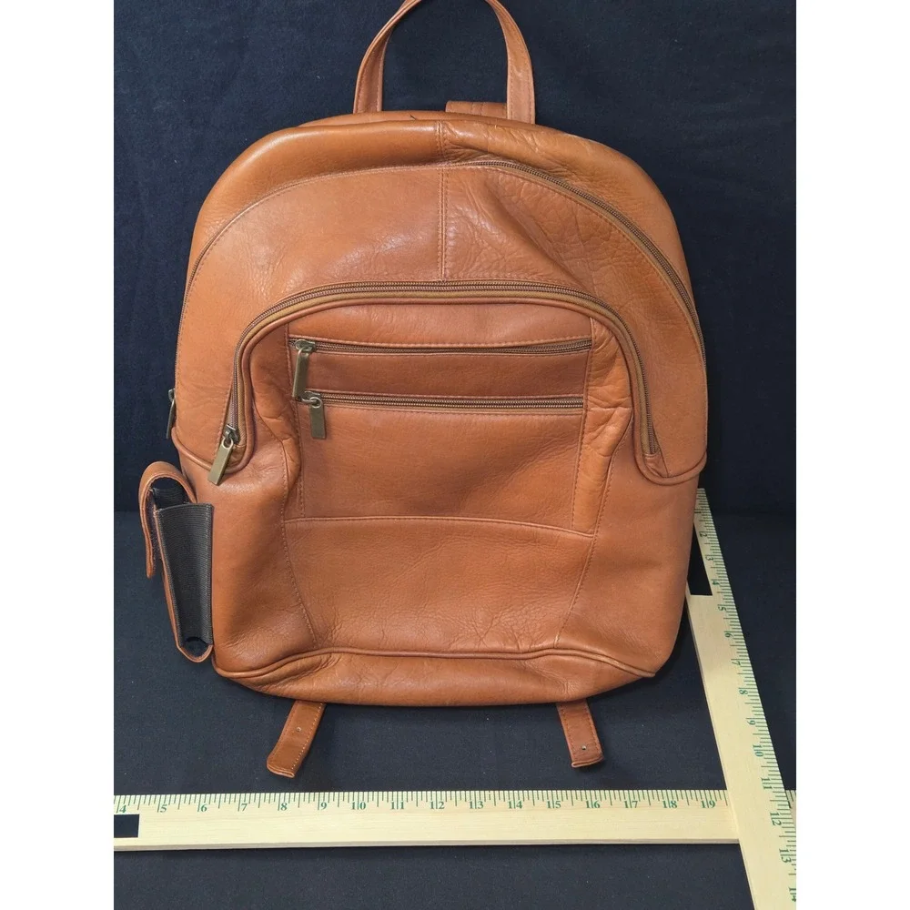 Wilsons Leather Backpack Tan Brown Pebbled Leather Travel Bag Made in Colombia